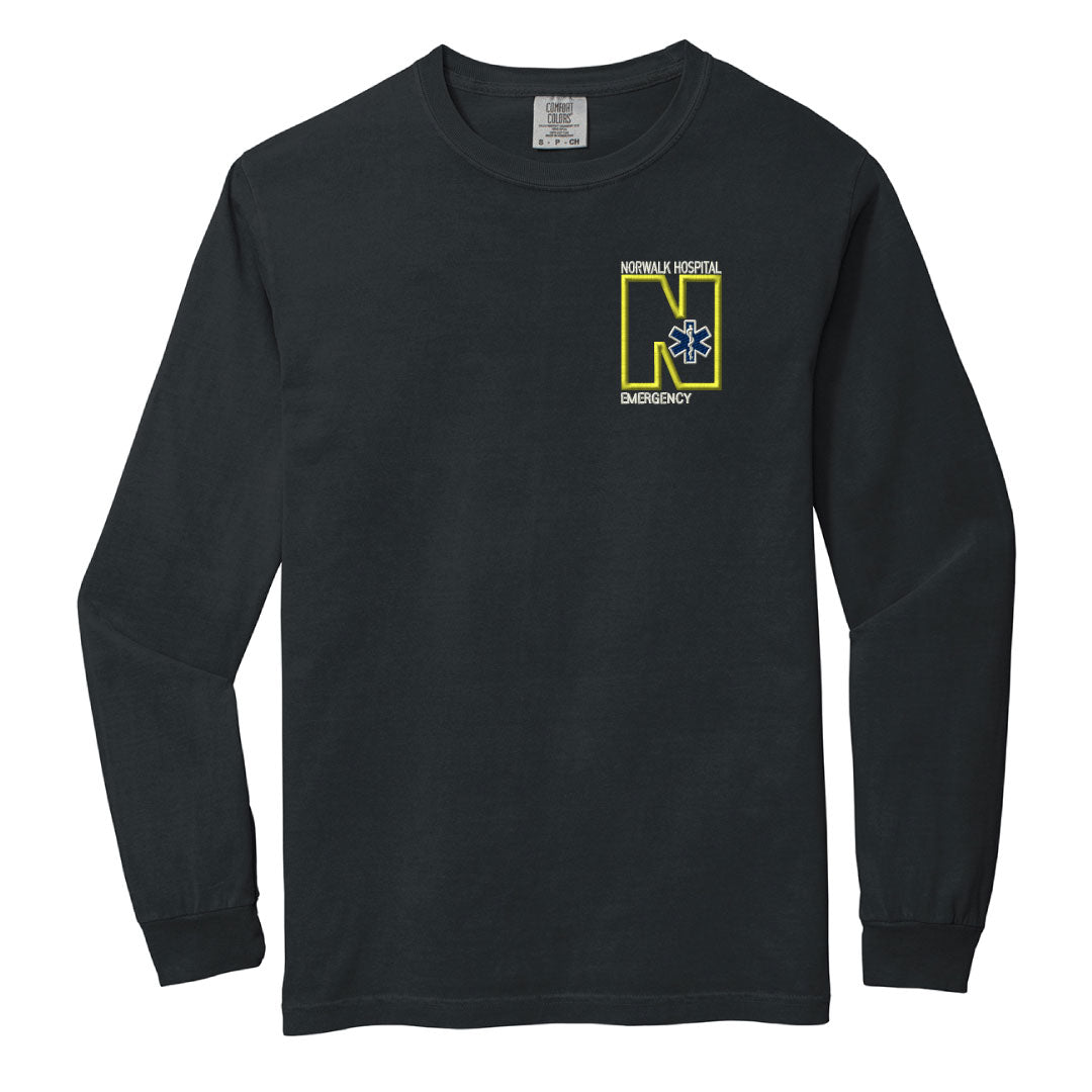 Norwalk Hospital Emergency Comfort Colors Long Sleeve Tee Logowear Norwalk Hospital Emergency Black Adult S