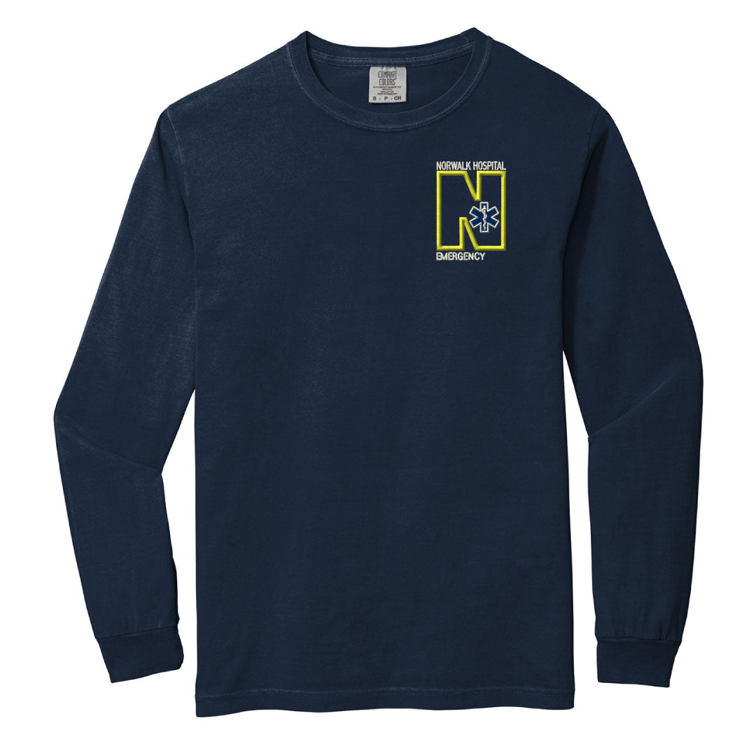 Norwalk Hospital Emergency Comfort Colors Long Sleeve Tee Logowear Norwalk Hospital Emergency Navy Adult S