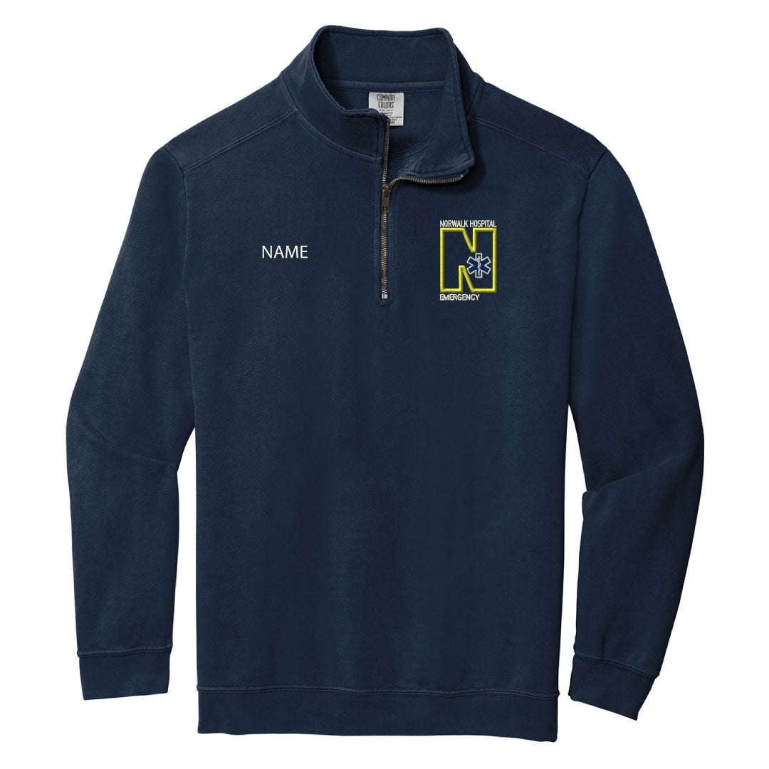 Norwalk Hospital Emergency Comfort Colors 1/4 Zip Sweatshirt Logowear Norwalk Hospital Emergency Navy Adult S