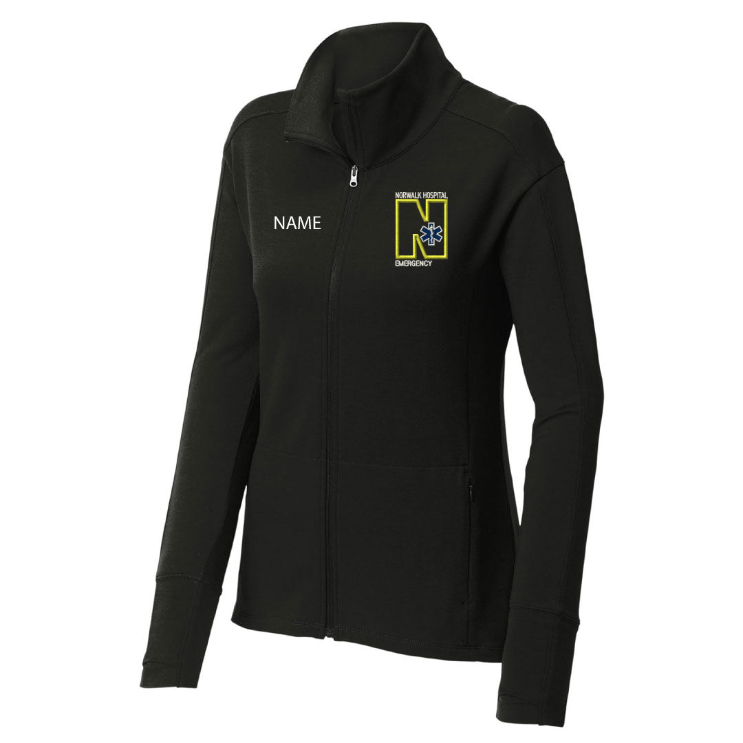 Norwalk Hospital Emergency Wicking Fleece Full Zip Logowear Norwalk Hospital Emergency Black Ladies XS