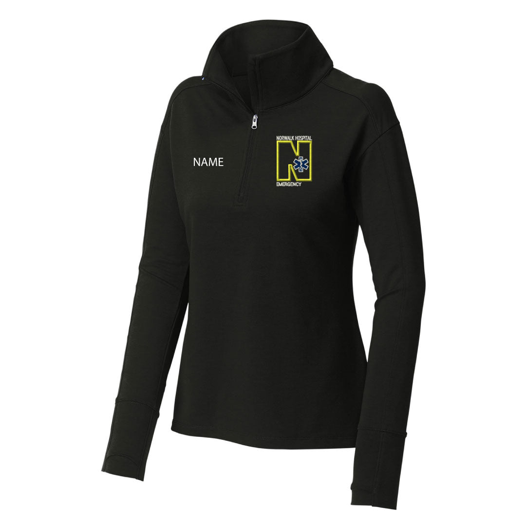 Norwalk Hospital Emergency Wicking Fleece 1/4 Zip Logowear Norwalk Hospital Emergency Black Ladies XS