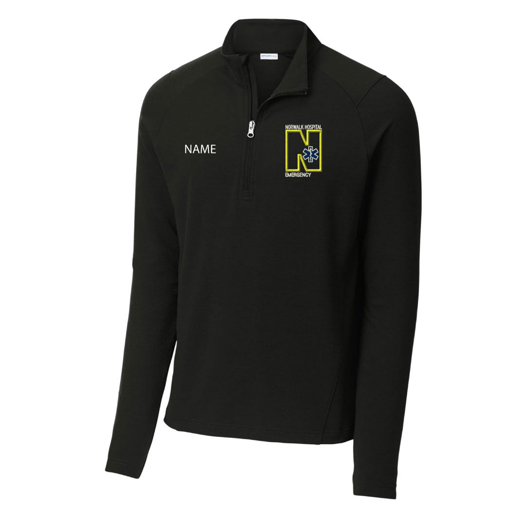 Norwalk Hospital Emergency Wicking Fleece 1/4 Zip Logowear Norwalk Hospital Emergency Black Mens XS