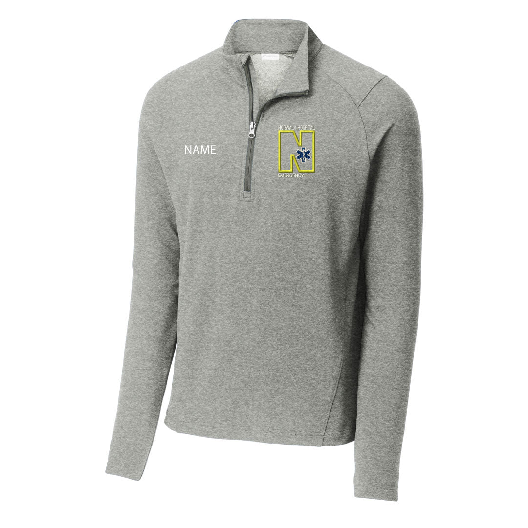 Norwalk Hospital Emergency Wicking Fleece 1/4 Zip Logowear Norwalk Hospital Emergency Lt Grey Heather Mens XS