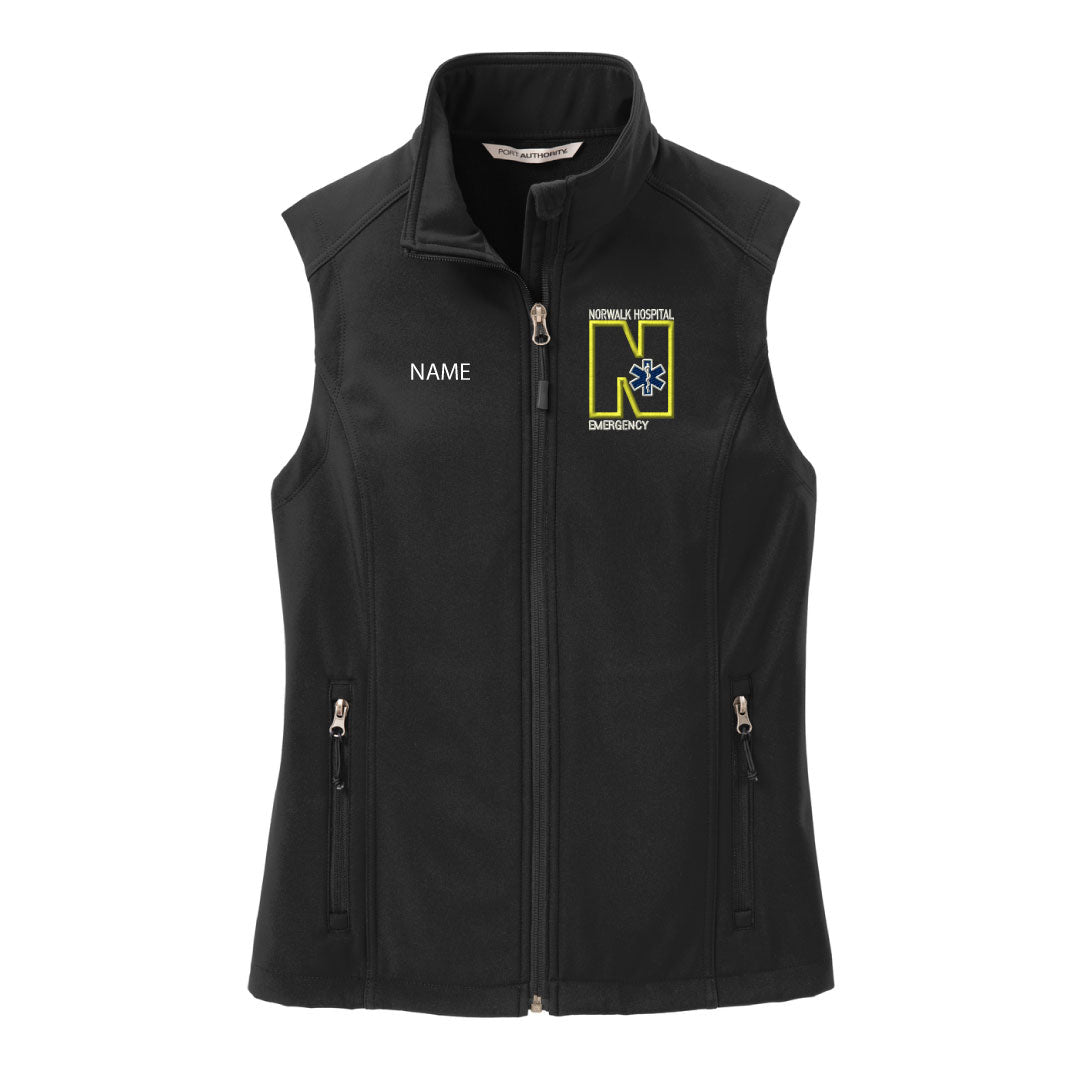 Norwalk Hospital Emergency Soft Shell Vest Logowear Norwalk Hospital Emergency Black Ladies XS