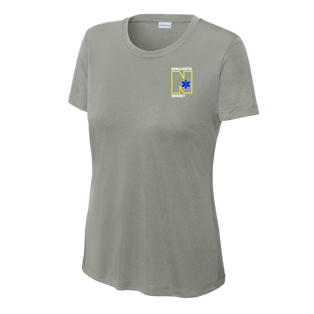 Norwalk Hospital Emergency Performance Tee Logowear Norwalk Hospital Emergency Grey Concrete Ladies XS