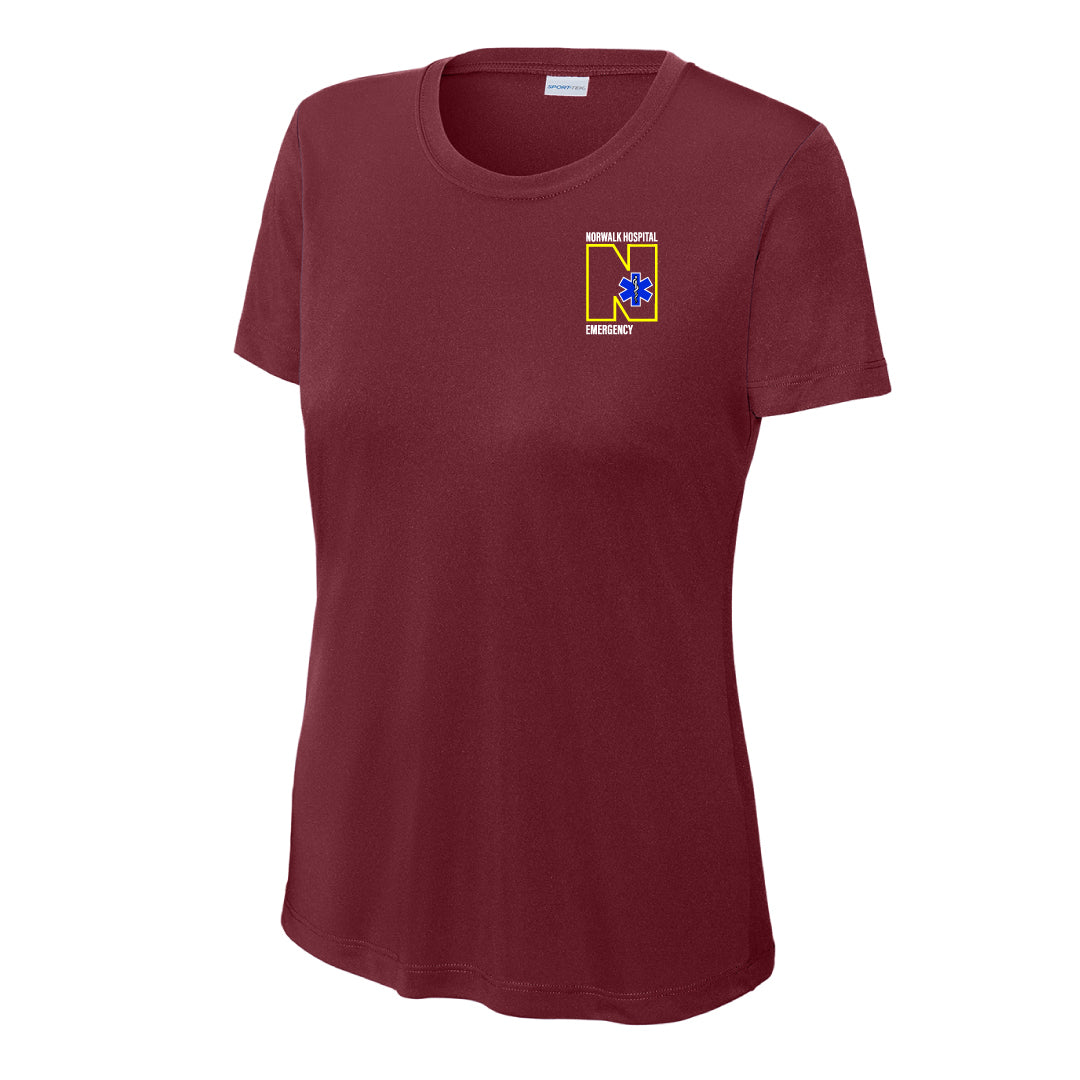 Norwalk Hospital Emergency Performance Tee Logowear Norwalk Hospital Emergency Maroon Ladies XS