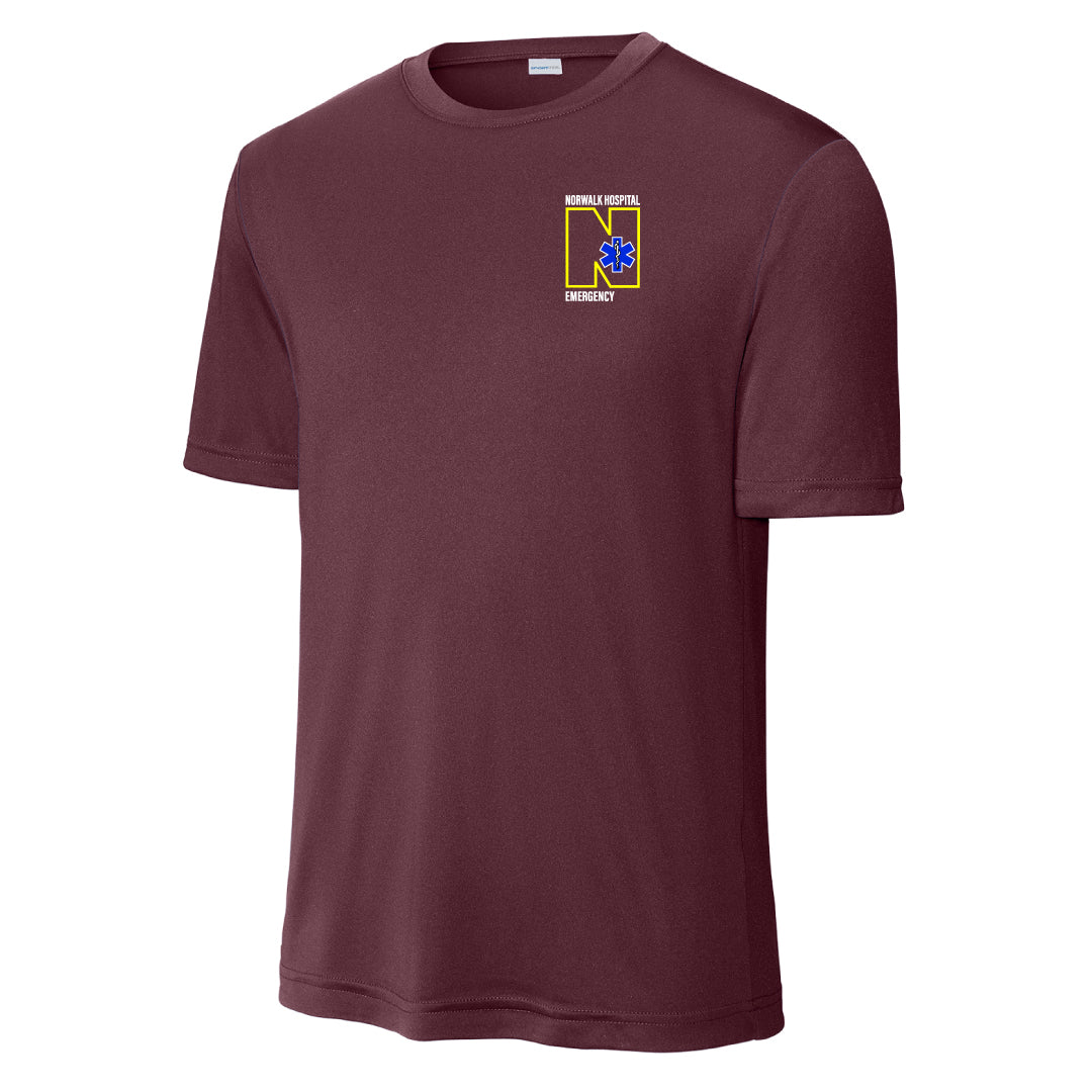 Norwalk Hospital Emergency Performance Tee Logowear Norwalk Hospital Emergency Maroon Mens XS