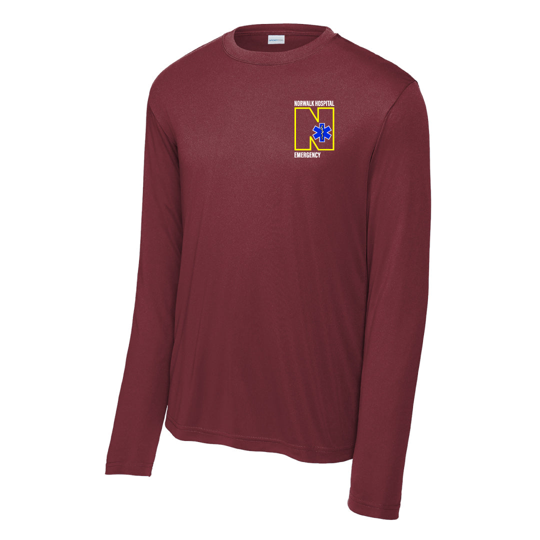 Norwalk Hospital Emergency Performance Long Sleeve Logowear Norwalk Hospital Emergency Maroon Adult XS
