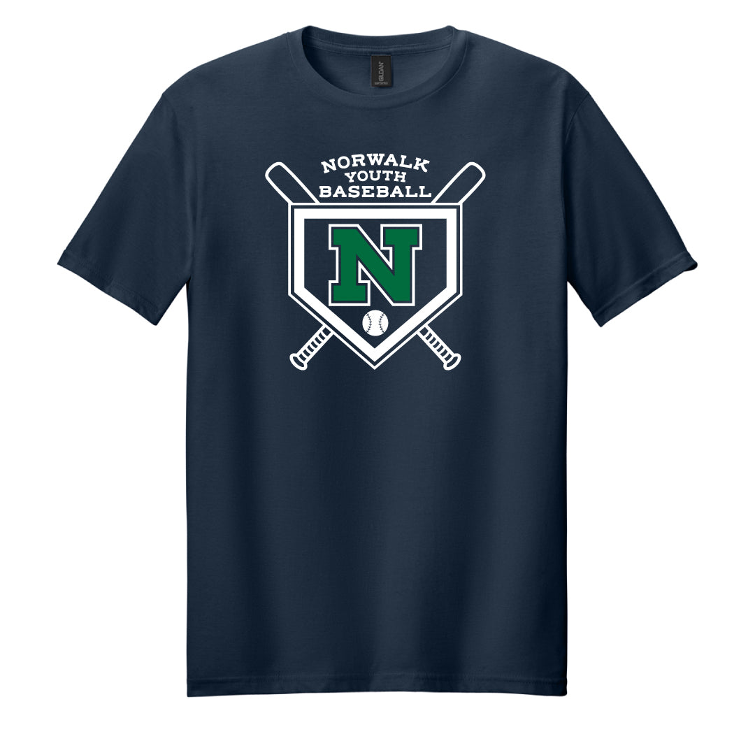 NYB Soft Style Cotton Tee Logowear Norwalk Youth Baseball Navy Youth S