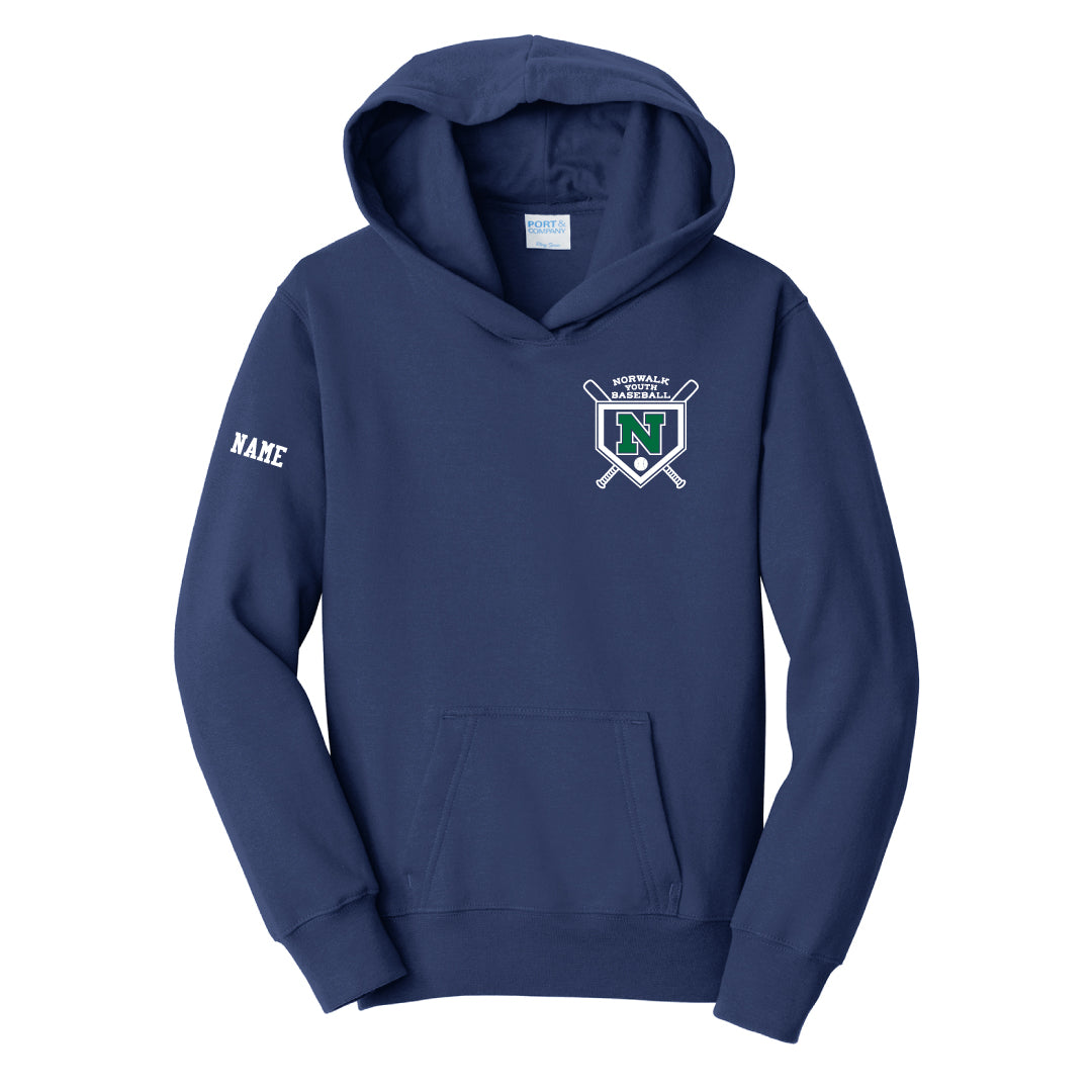 NYB Hooded Sweatshirt Left Chest Logo Logowear Norwalk Youth Baseball Navy Youth S