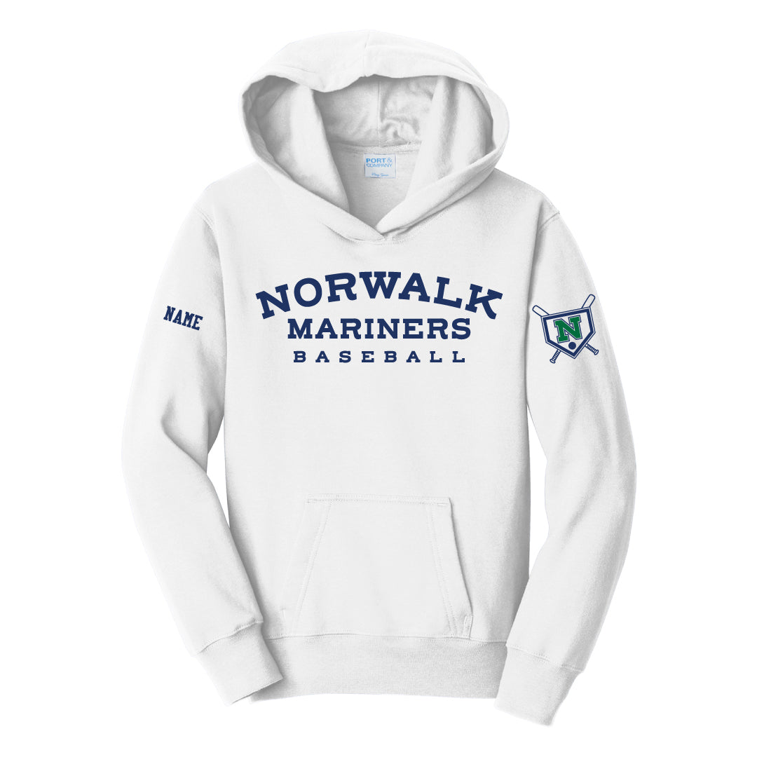 NYB Mariners Hooded Sweatshirt Logowear Norwalk Youth Baseball White Youth S