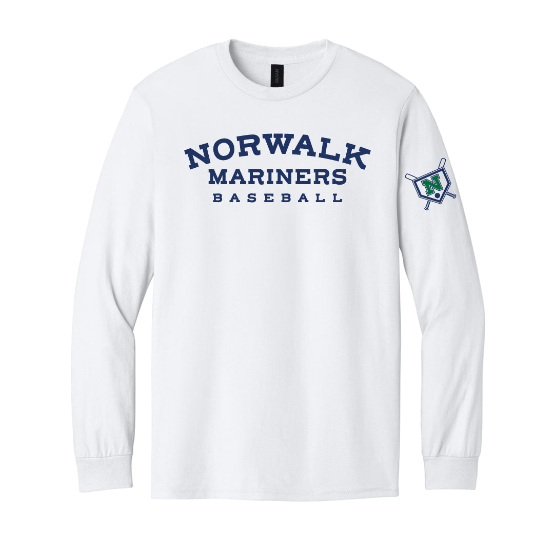 NYB Mariners Cotton Long Sleeve Logowear Norwalk Youth Baseball White Youth S