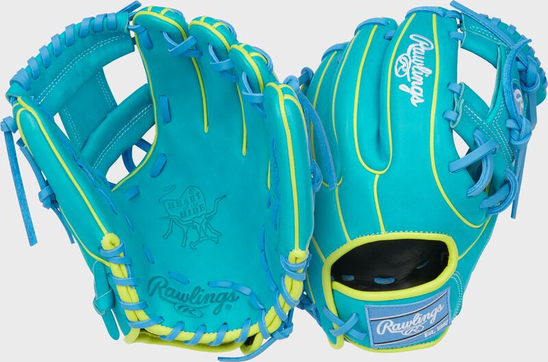 Rawlings Heart of the Hide Contour Fit 11.5" Baseball Glove Equipment Rawlings/Easton Teal/Yellow Right Hand Throw