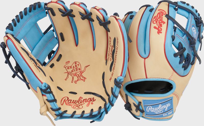 Rawlings Heart of the Hide 11.5" Baseball Glove Equipment Rawlings/Easton Camel/Columbia Blue Right Hand Throw