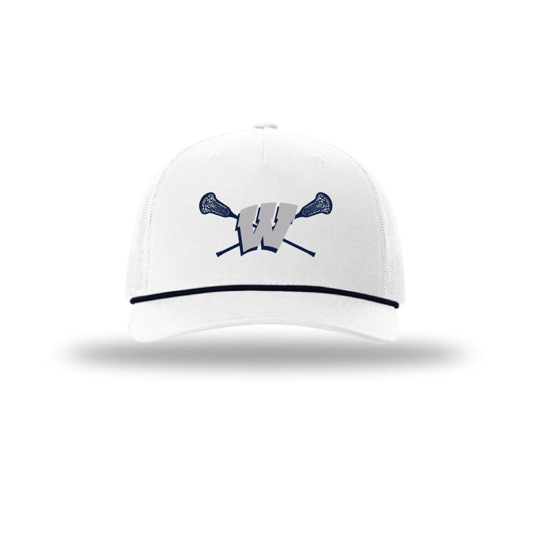 Westport PAL Girls Lacrosse Rope Trucker Hat Logowear Westport PAL Girls Lacrosse White Hat w/ Navy Rope