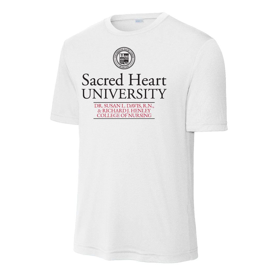 SHU SNA Performance Short Sleeve Logowear SHU Student Nurses' Association White Mens S