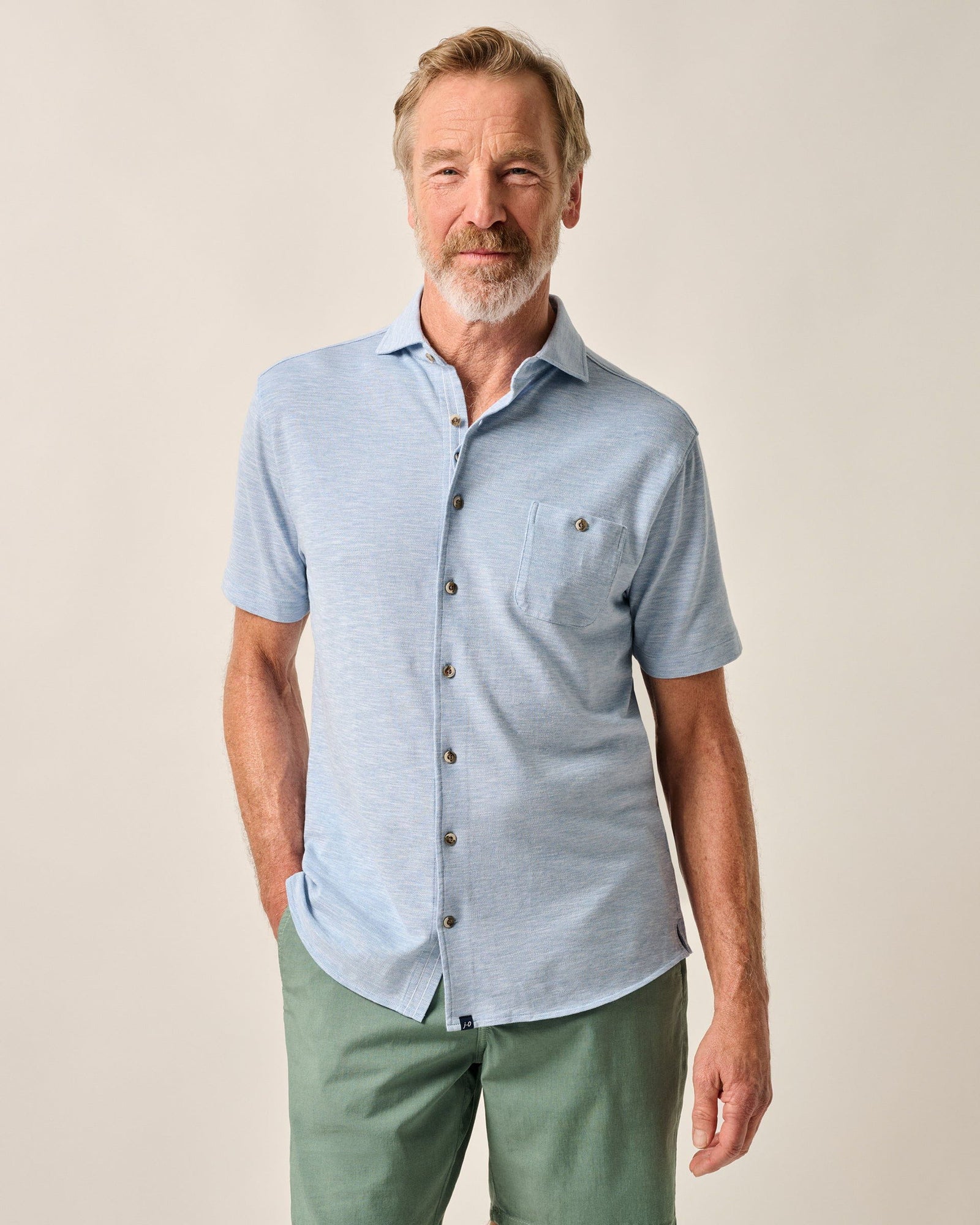 Johnnie-O Men's Tasca Short-Sleeve Knit Pique Button-Down Shirt Apparel Johnnie-O Laguna Blue Small