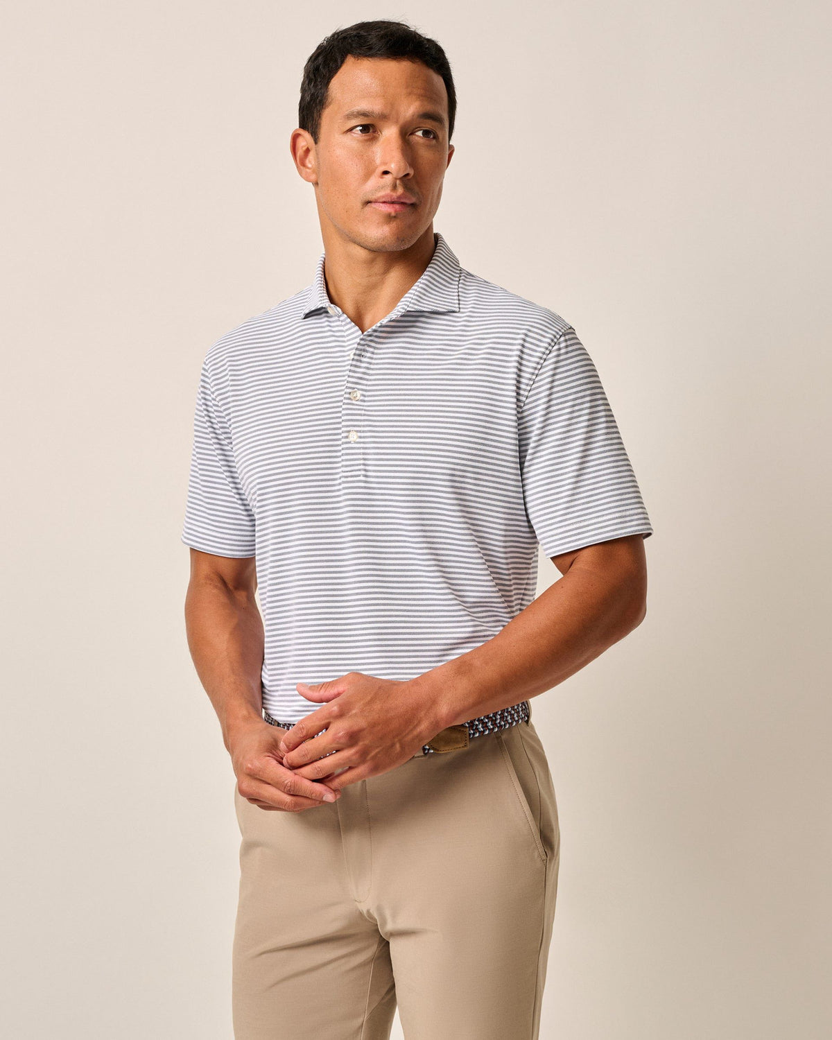 Johnnie-O Men's Stetson Stripe Performance Mesh Polo Apparel Johnnie-O Navy Small