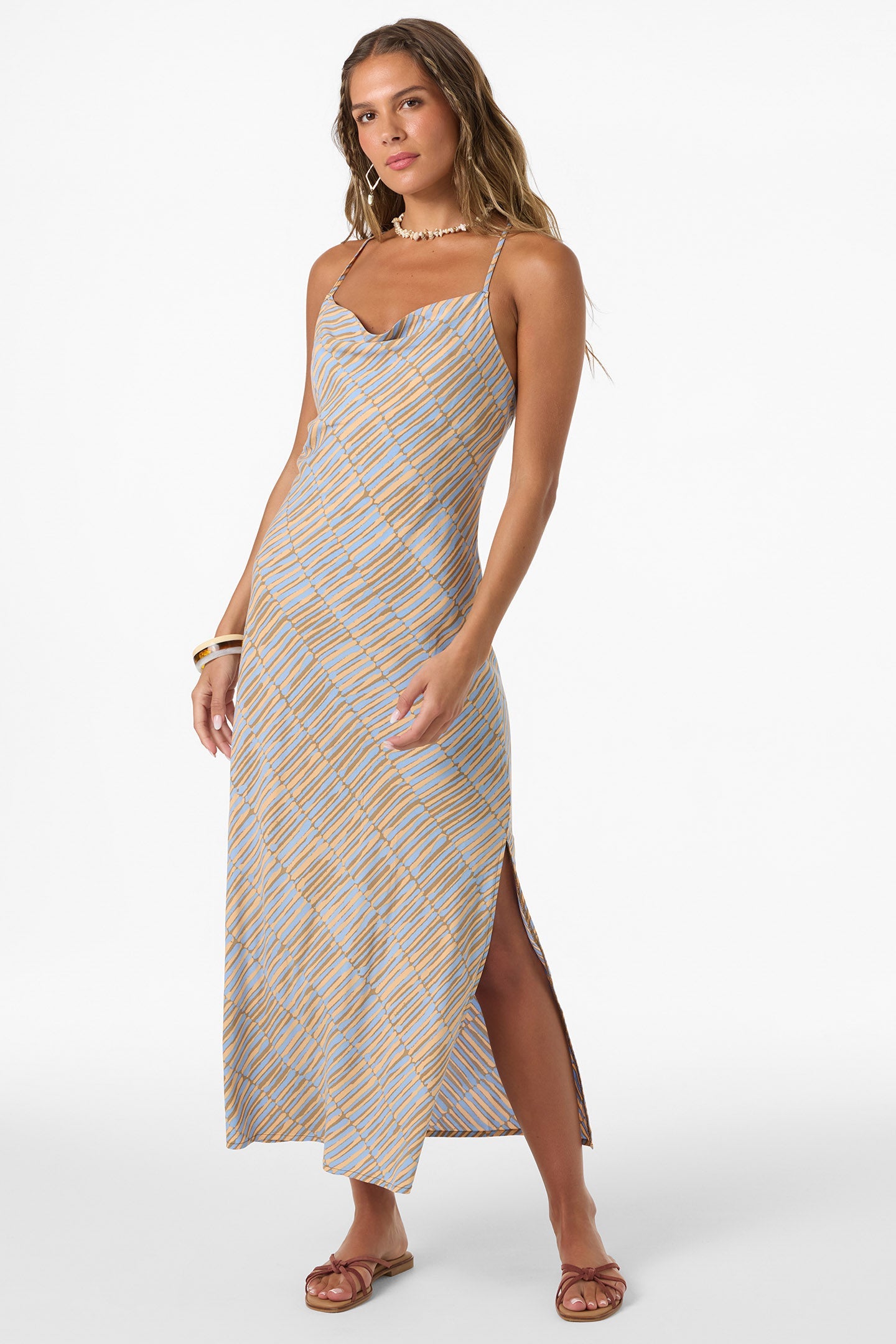 O'Neill Women's Holly Stripe Midi Dress Apparel O'Neill Dark Khaki XSmall