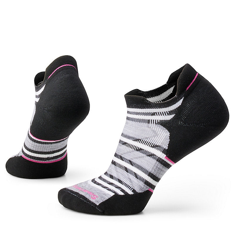 Smartwool Womens Run Stripe Targeted Cushion Low Ankle Socks Apparel Smartwool Black Small