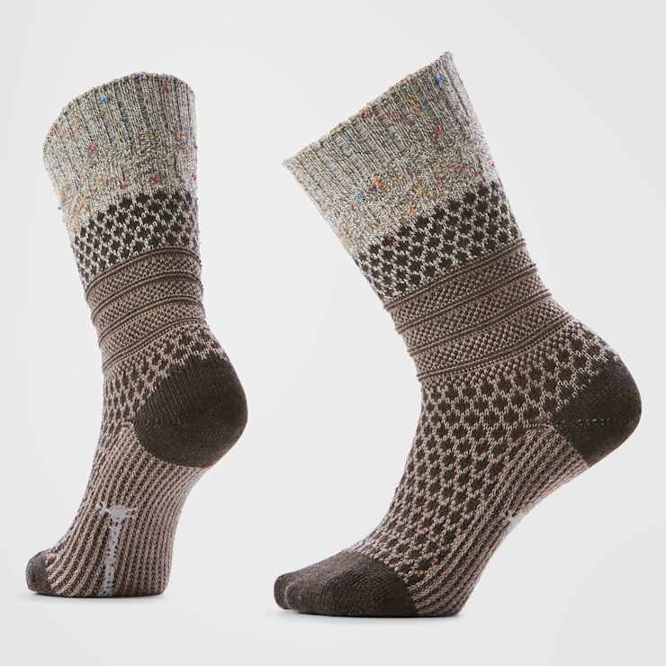 Smartwool Womens Popcorn Cable Sock Apparel Smartwool Taupe Natural Marble Small