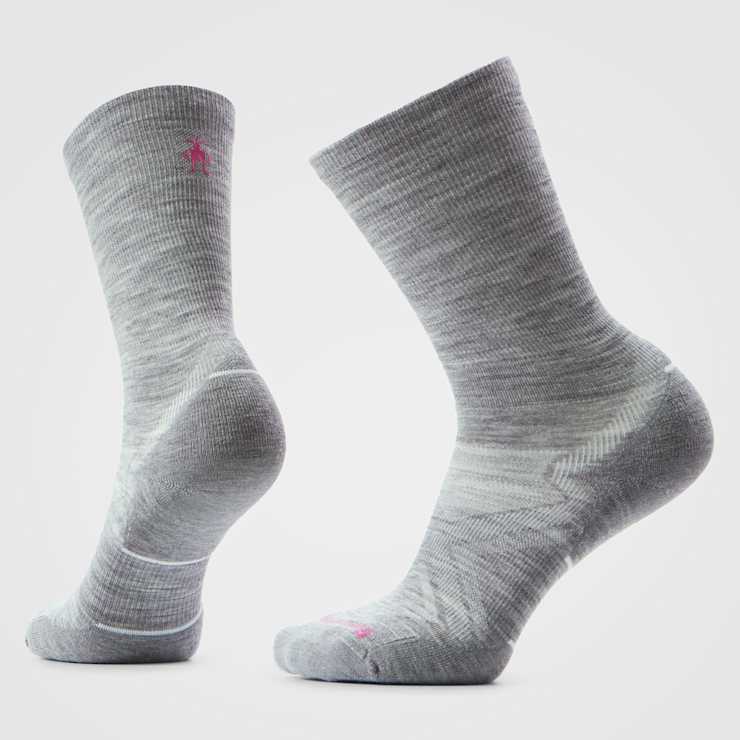 Smartwool Womens Run Cold Weather Targeted Cushion Crew Socks Apparel Smartwool Light Gray/White-P74 Small