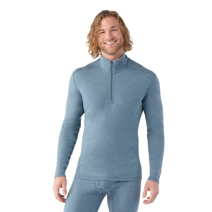 Smartwool Men's Classic Thermal Merino Base Layer 1/4 Zip Apparel Smartwool Pewter Blue Heather-M02 Small