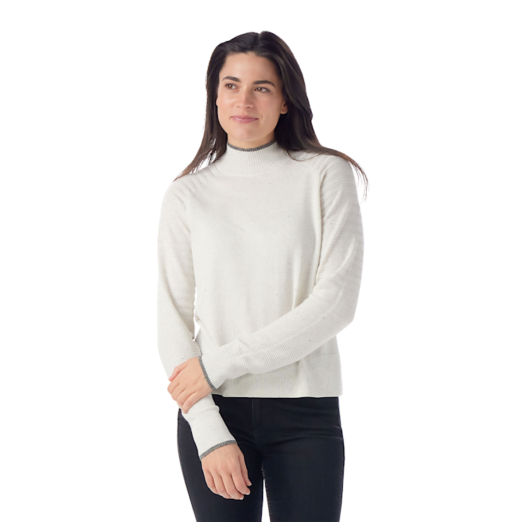 Smartwool Women's Edgewood Mock Neck Sweater Apparel Smartwool Natural Donegal-H46 XSmall