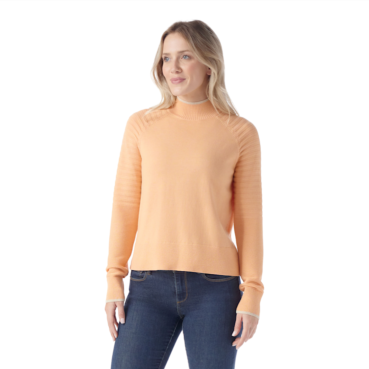 Smartwool Women's Edgewood Mock Neck Sweater Apparel Smartwool Apricot Marble-N84 XSmall