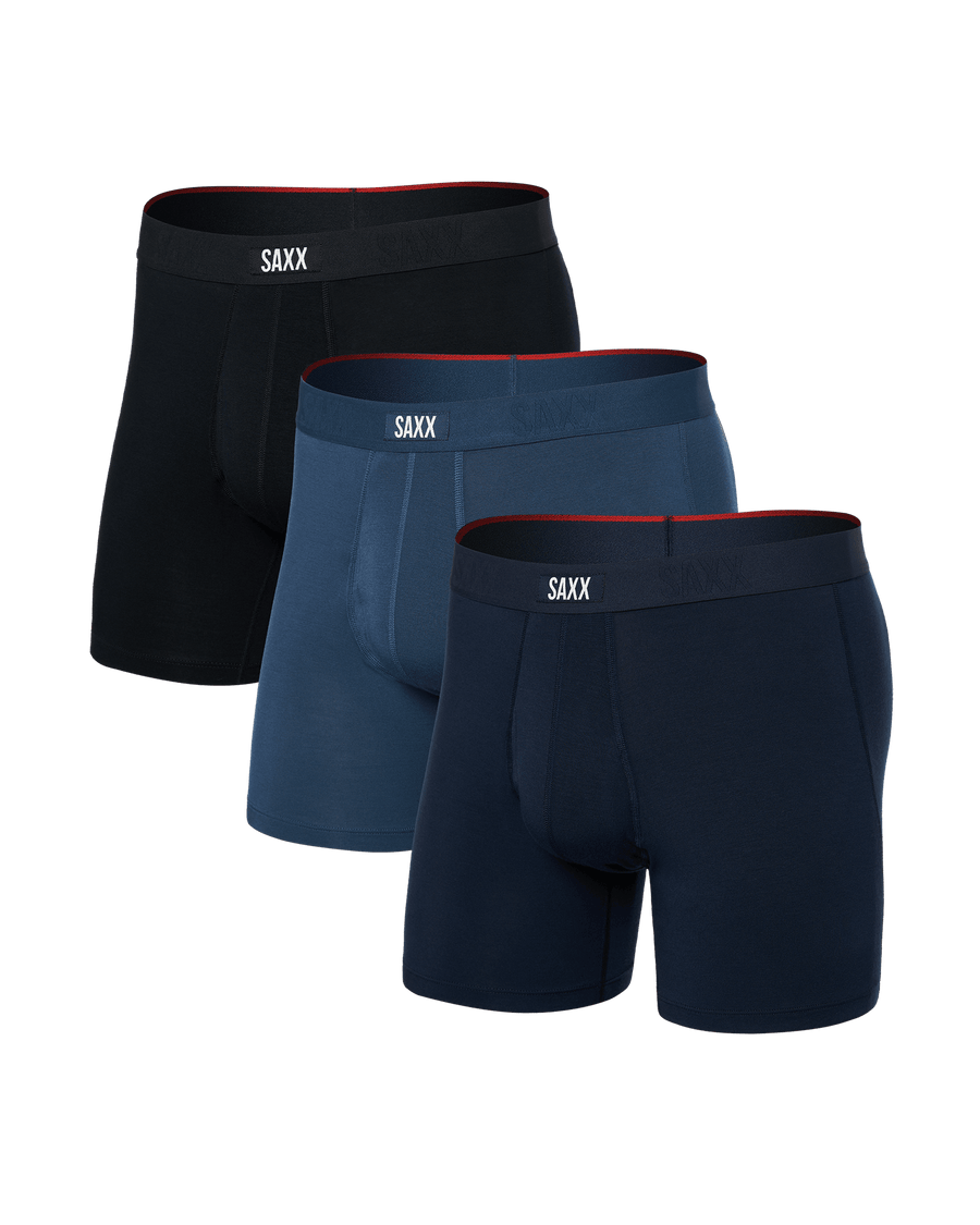 Saxx Men's Vibe Xtra Soft Comfort Boxer Brief 6" (3 Pack) Apparel SAXX Dark Denim/Navy/Black Small