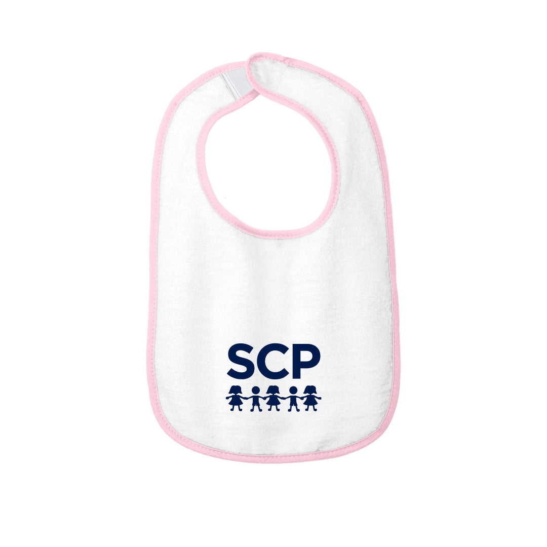 Southport Congregational Preschool Bib Logowear Southport Congregational Preschool Pink