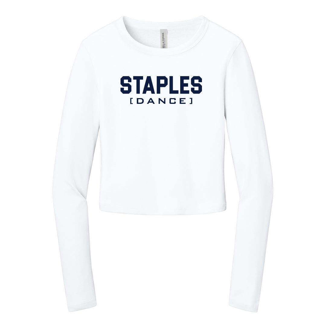Staples Dance Team Cropped Micro Ribbed Long Sleeve Logowear Staples Dance Team White Ladies XS