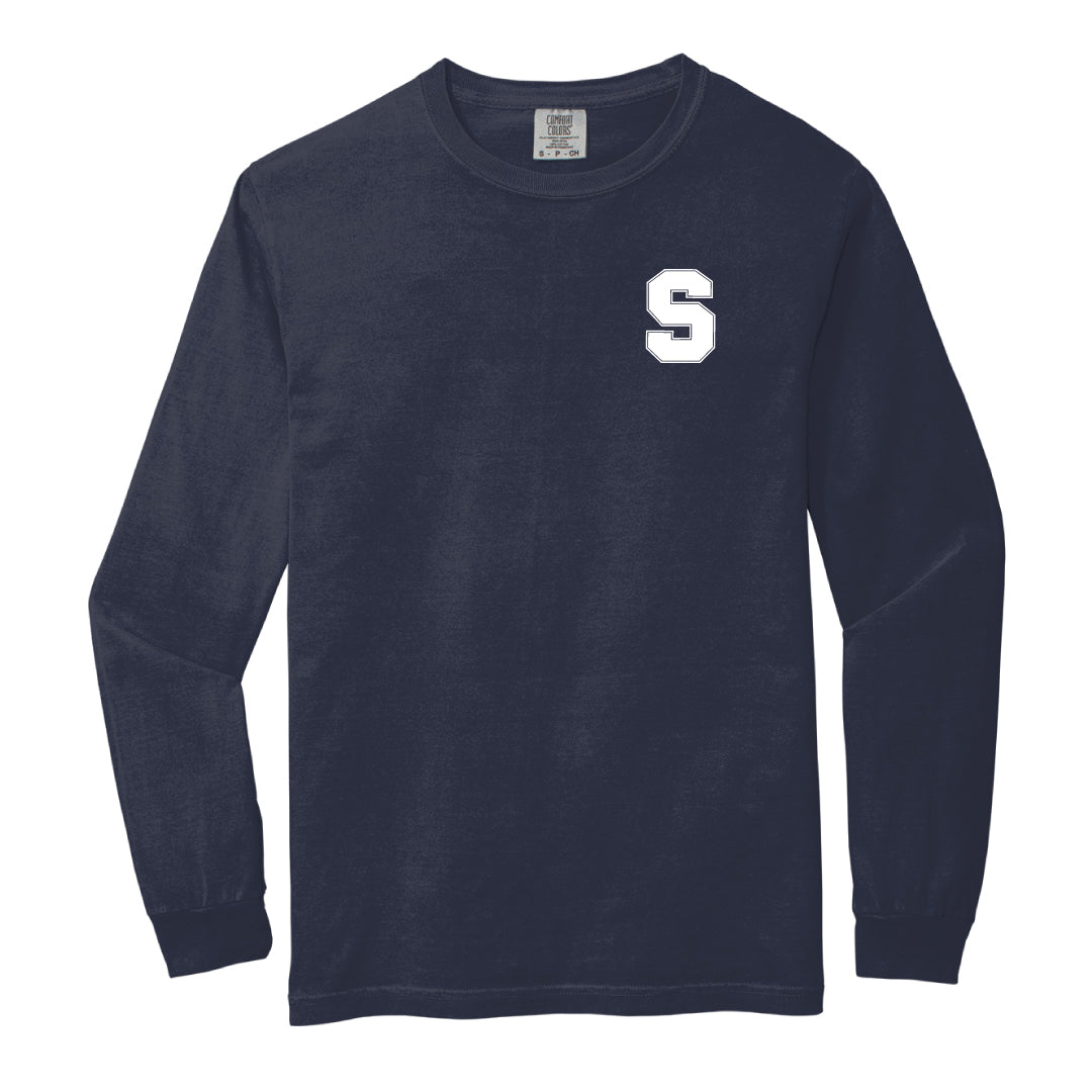 Staples Faculty Comfort Colors Long Sleeve Logowear Staples Faculty Navy Adult S