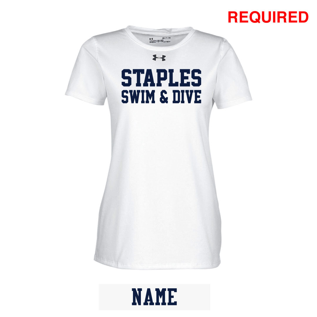 Staples Girls Swim & Dive UA Short Sleeve Logowear Staples Girls Swim & Dive White Ladies XS