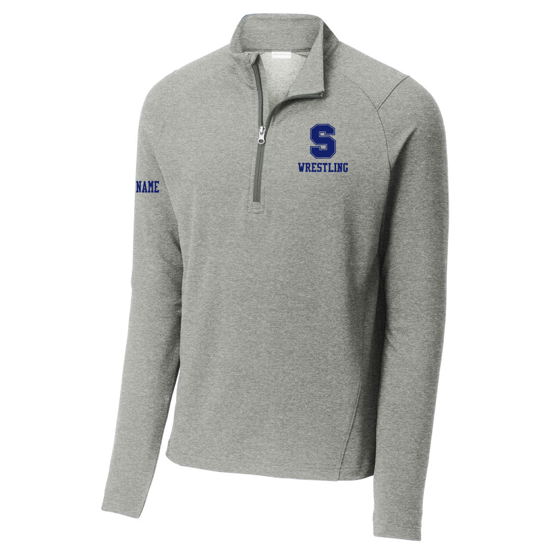 Staples Wrestling Performance 1/4 Zip Logowear Staples Wrestling Grey Ladies XS