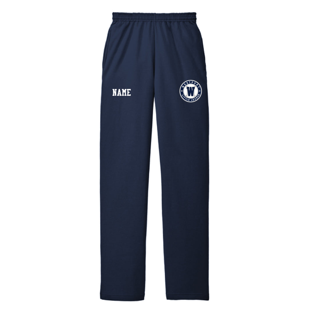 Westport LL Baseball Open Bottom Sweatpants Logowear Westport Little League Baseball Navy Adult S