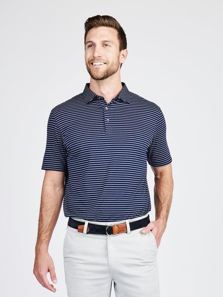 Tasc Mens Cloud Polo - Brookline Stripe Apparel Tasc Classic Navy/White Small