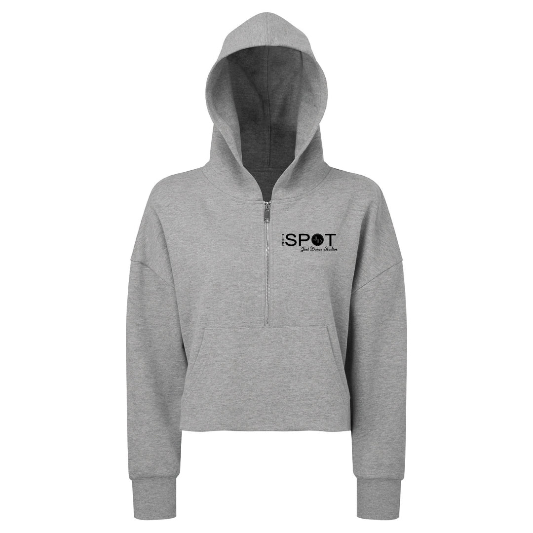 The Spot Dance Cropped 1/2 Zip Hooded Sweatshirt Logowear The Spot Just Dance Grey Ladies S/M