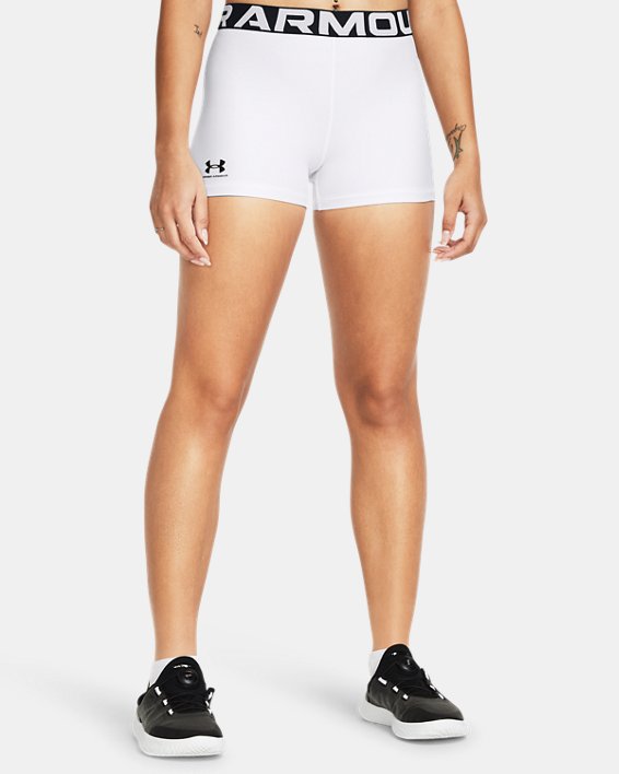 Under Armour Womens HeatgearĀ® Shorty Compression Shorts Apparel Under Armour White/Black-100 XSmall