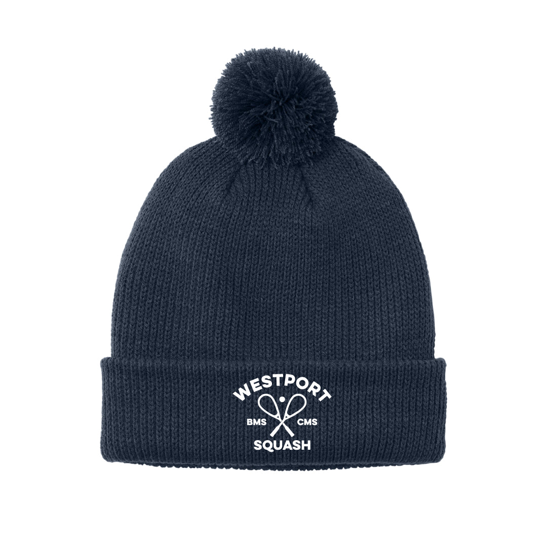 Westport Squash Pom Beanie Logowear Westport Squash Navy