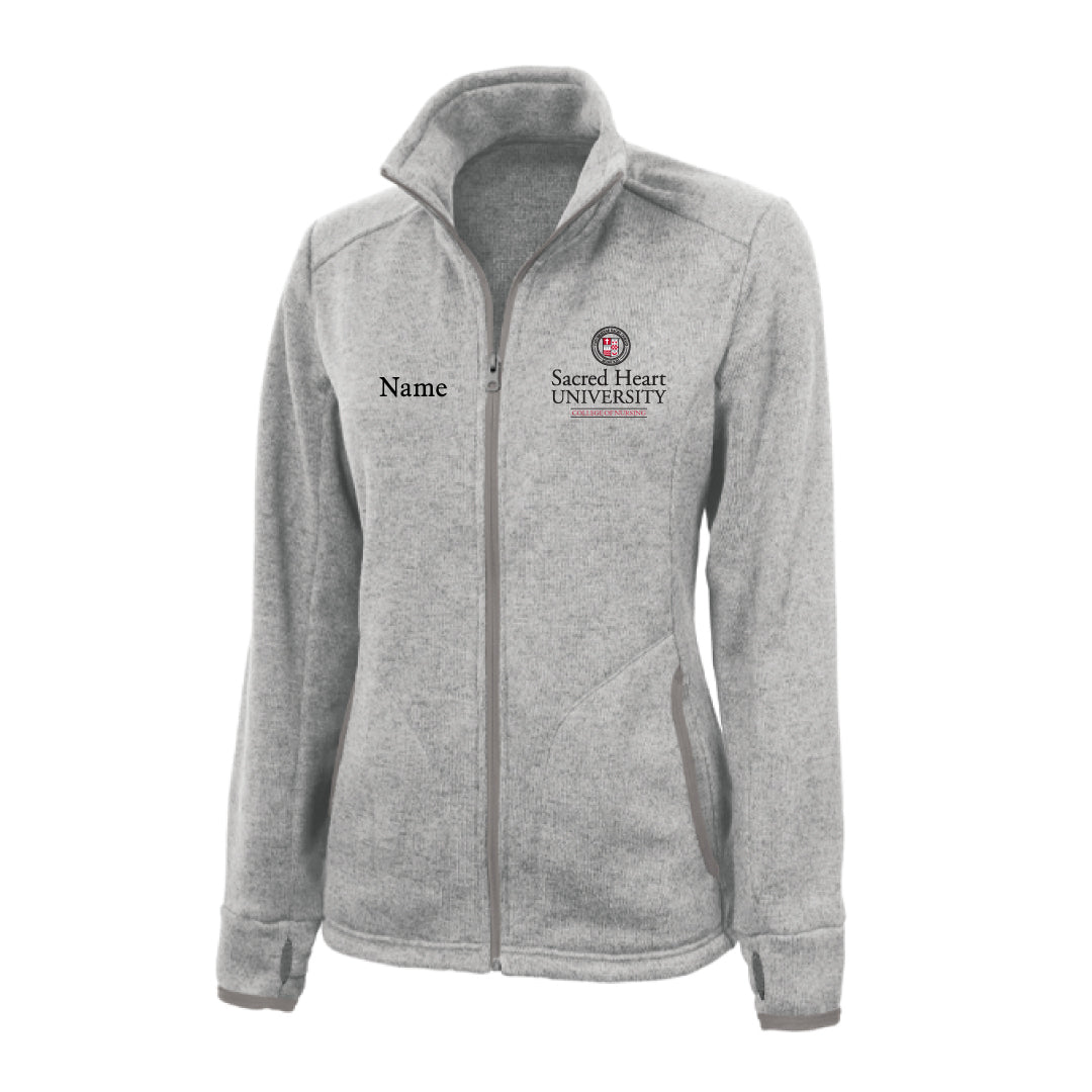 SHU SNA Heathered Full Zip Logowear SHU Student Nurses' Association Heatherd Grey Ladies XS