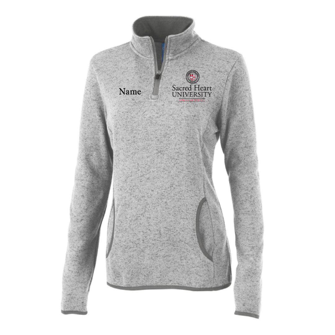 SHU SNA Heathered 1/4 Zip Logowear SHU Student Nurses' Association Ladies XS