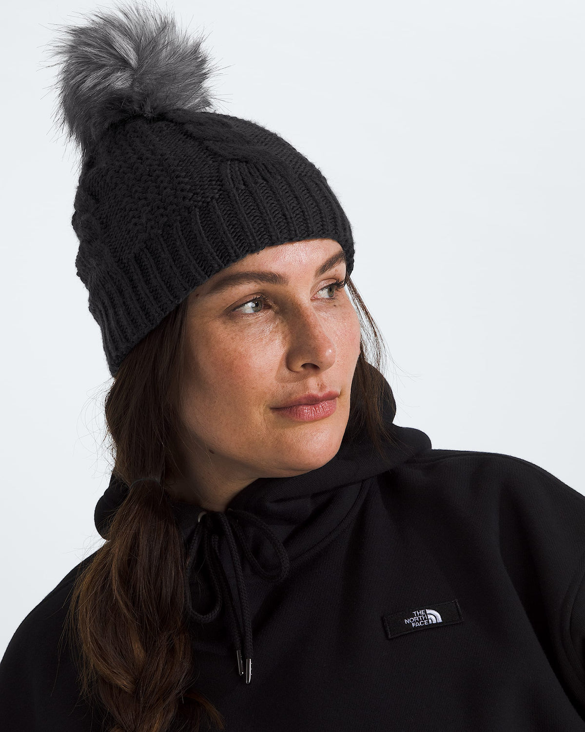 The North Face Women's Oh Mega Fur Pom Lined Beanie Accessories North Face TNF Black-JK3