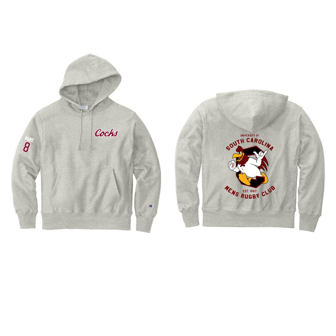 USC Rugby Champion RW Hoodie with Back Print Logowear University of So. Carolina Rugby Grey Mens S