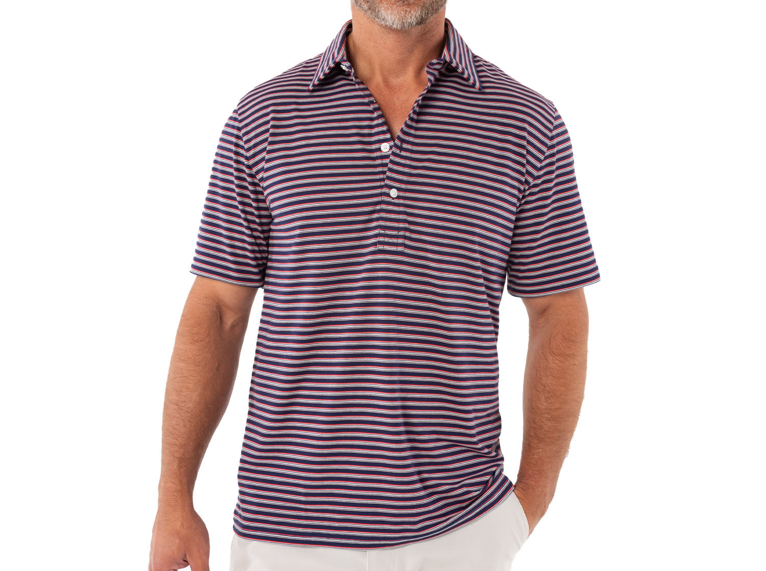 Criquet Men's Performance Range Polo Apparel Criquet Davis Stripe navy Small