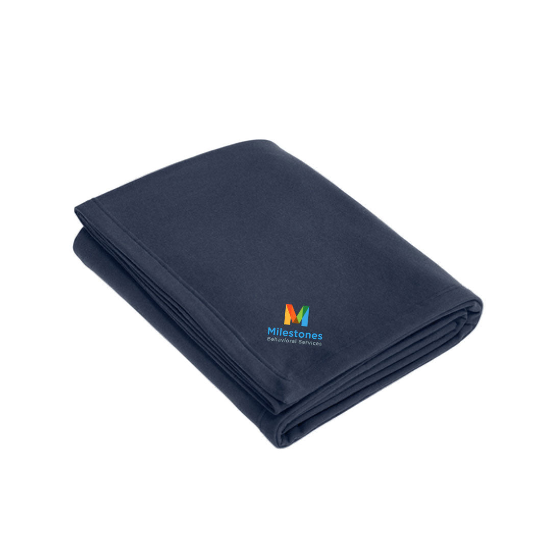 Milestones Fleece Blanket Logowear Milestones Behavioral Services Navy