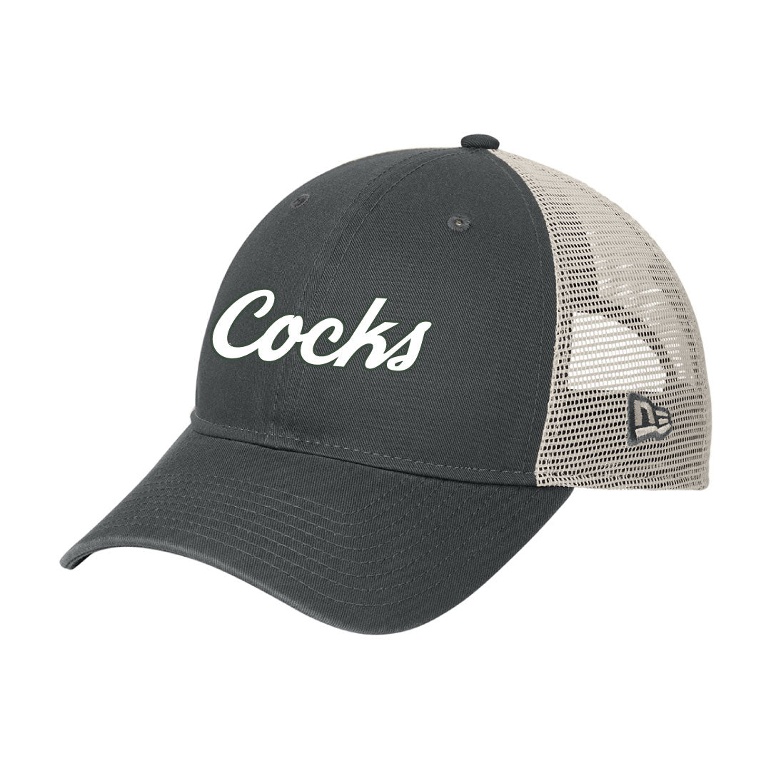 USC Rugby New Era® 9TWENTY® Unstructured Mesh Snapback Cap Logowear University of So. Carolina Rugby White w Green Outline Graphite/ Stone Hat