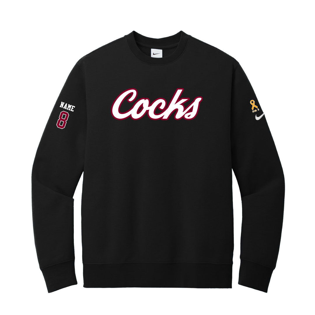 USC Rugby Black Nike Club Fleece Crew Logowear University of So. Carolina Rugby White w Red Outline Mens S