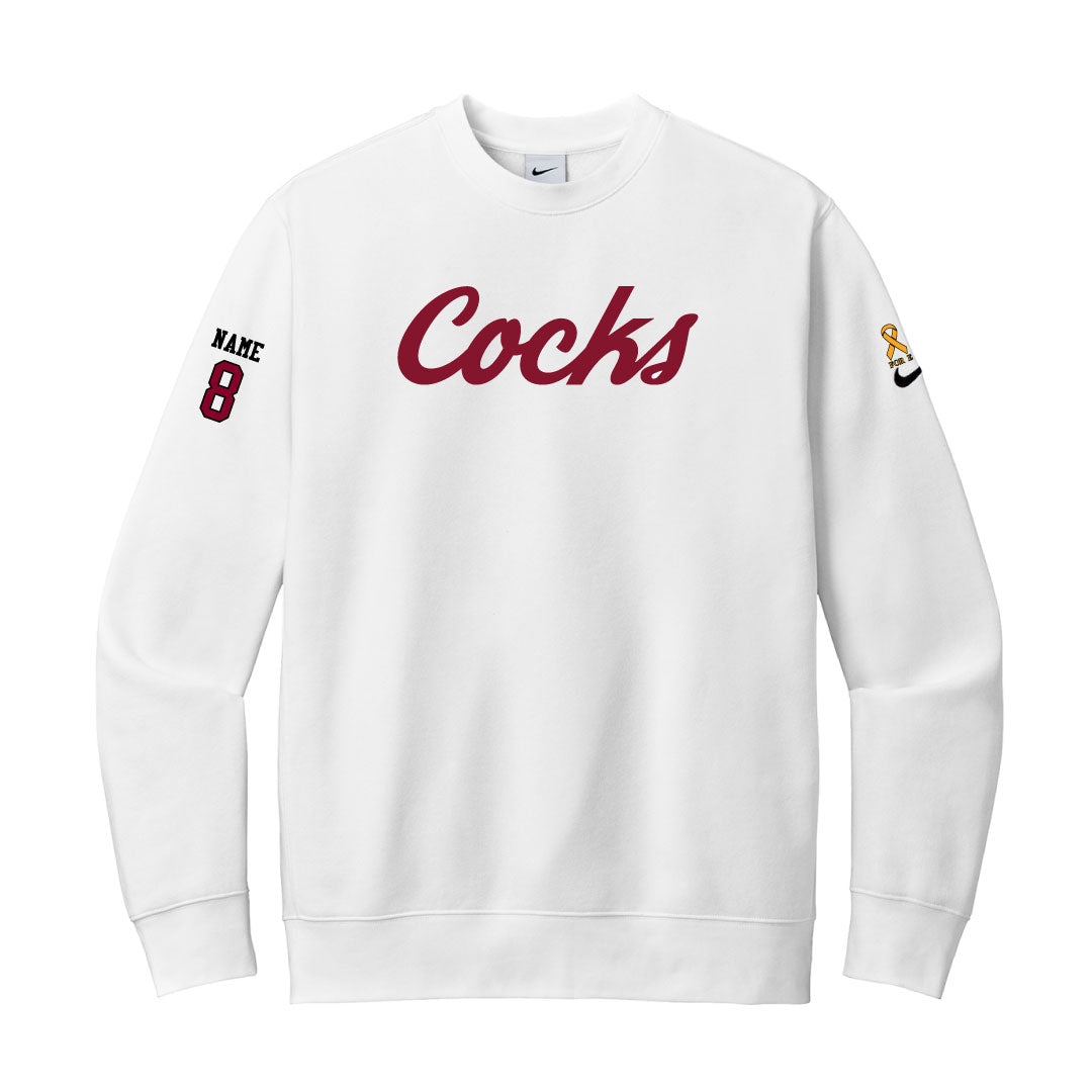 USC Rugby White Nike Club Fleece Crew Logowear University of So. Carolina Rugby Red w White Outline Mens S