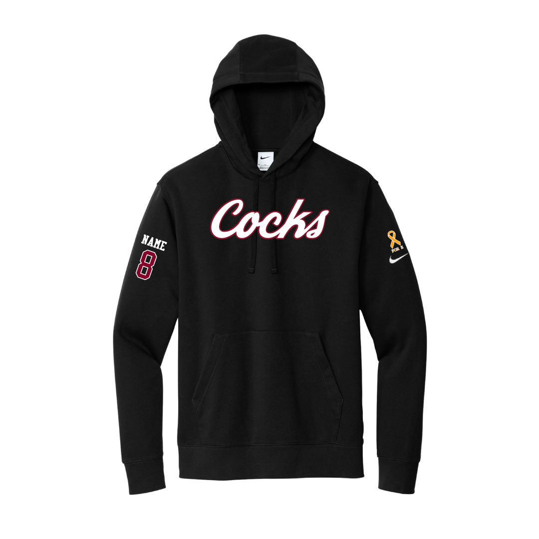 USC Rugby Black Nike Club Fleece Hoodie Logowear University of So. Carolina Rugby White w Red Outline Mens S